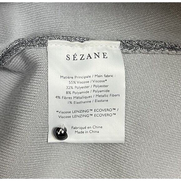 Sezane Metallic Silver Gray Jumper Sweater Mock Neck Keyhole Back Size XS - Picture 8 of 8